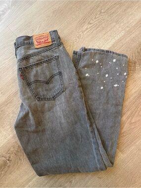 Levi's Gray Denim Jeans with Bleach-Splatter Detail